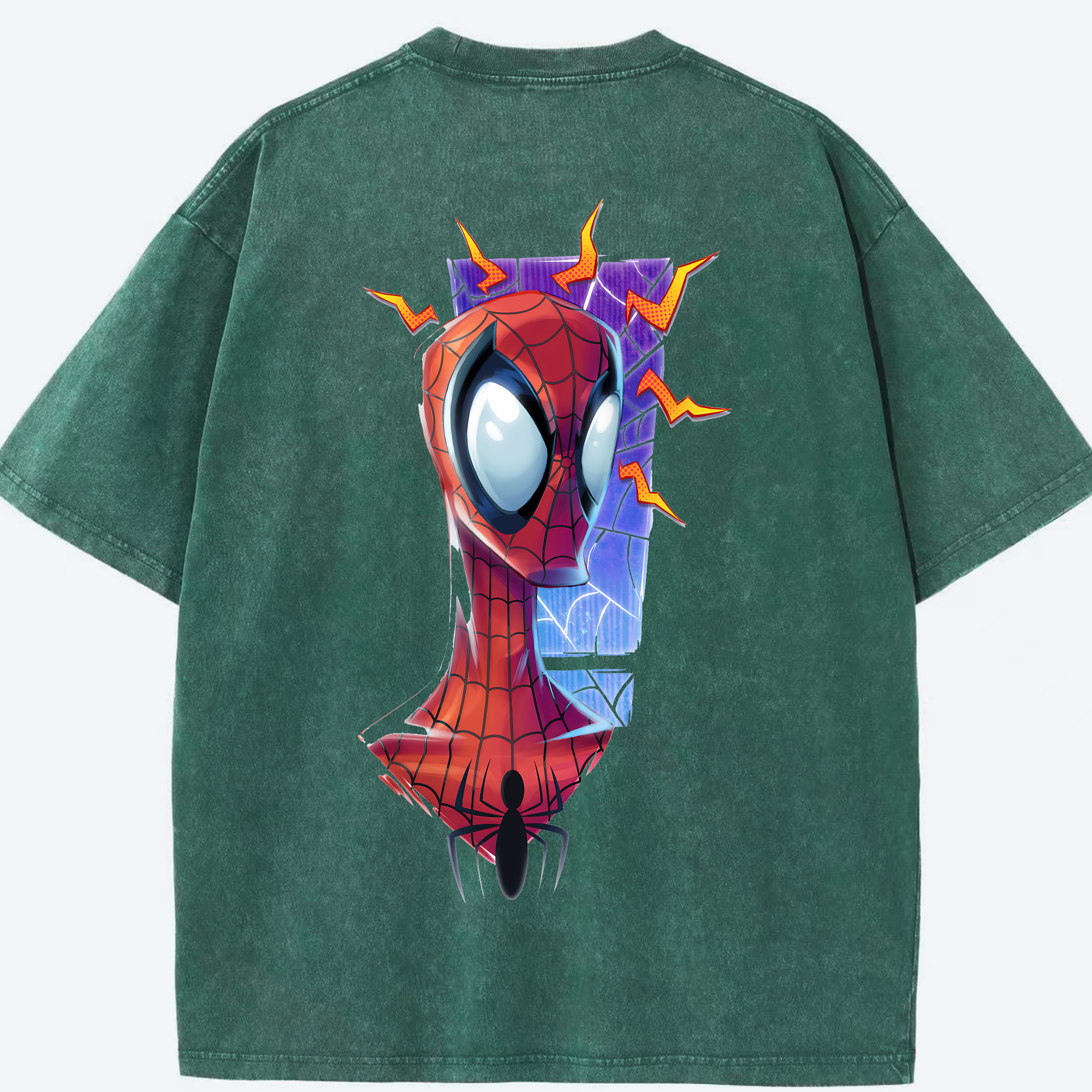 （画像用） Spider Man スパイダーマン 綿100% ヴィンテージ風 半袖Tシャツ（背面プリント）